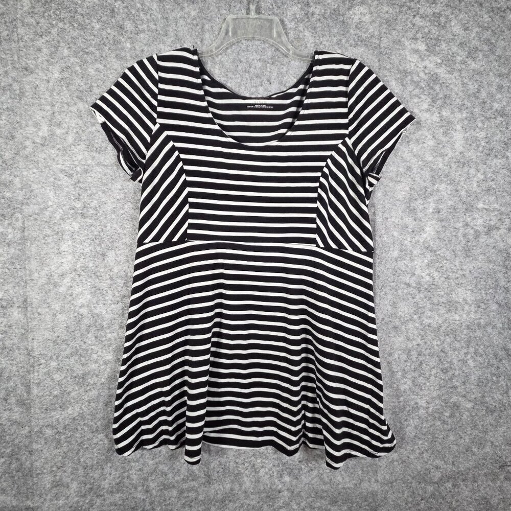 Motherhood Women's Short Sleeve Maternity Tunic Top Striped Black & White Size X